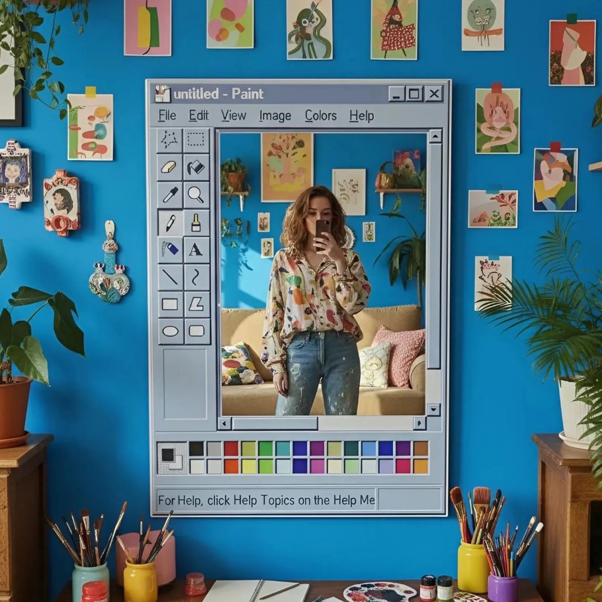 Retro Paint Window Mirror | Y2K Computer Aesthetic Wall Mirror