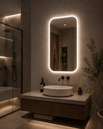 Backlit LED Touch Mirror | Curved Corner Wall Mirror