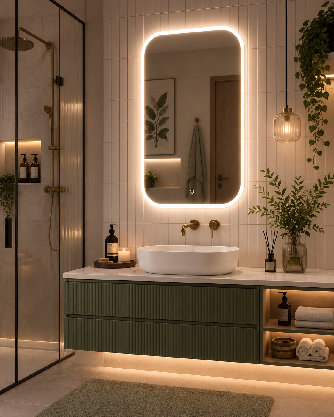 Backlit LED Touch Mirror | Curved Corner Wall Mirror