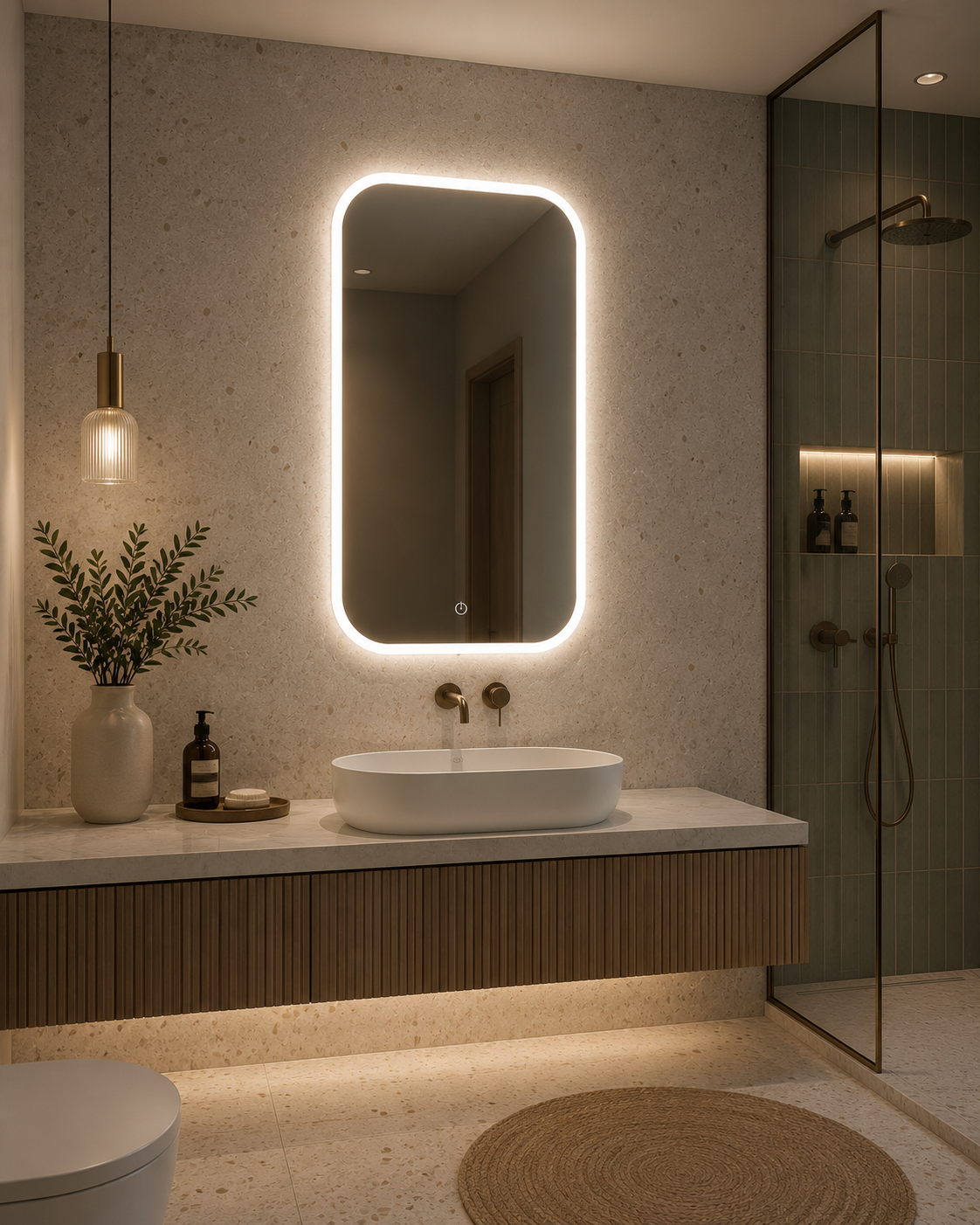 Backlit LED Touch Mirror | Curved Corner Wall Mirror
