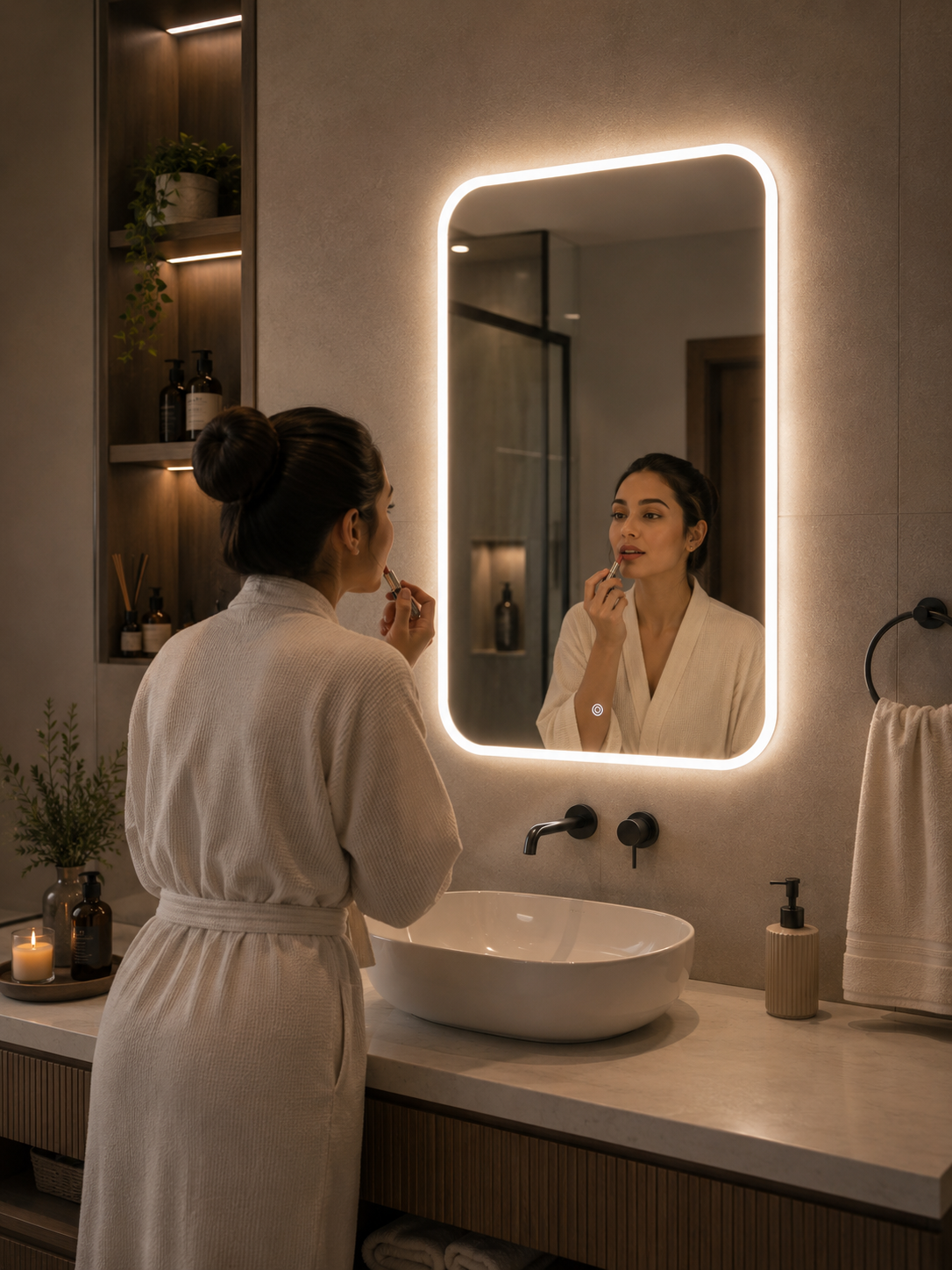 Backlit LED Touch Mirror | Curved Corner Wall Mirror