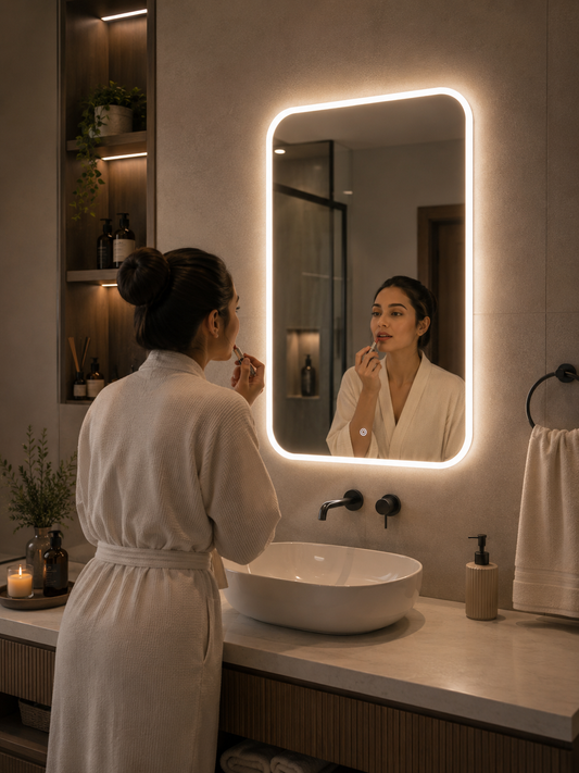 Backlit LED Touch Mirror | Curved Corner Wall Mirror