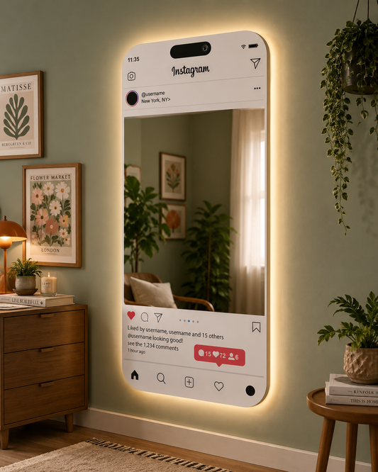 Instagram Frame LED Mirror | Aesthetic Wall Mirror for Content Creators & Room Decor
